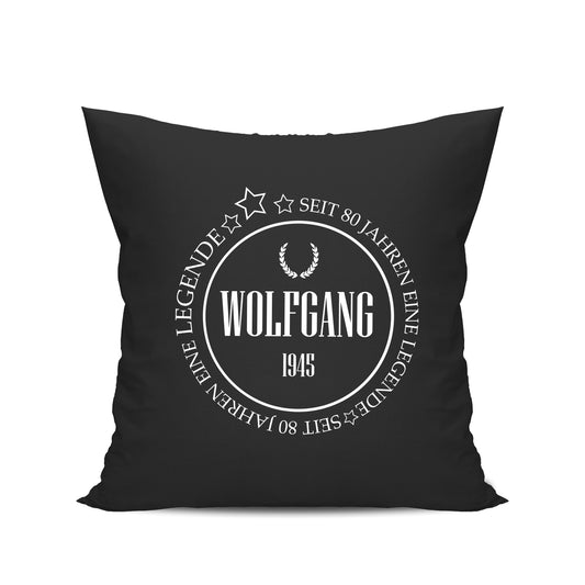 NAME seit 80 Jahren eine Legende - Geburtstag Kissen Schwarz - Fulima