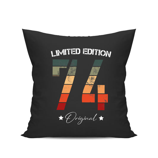 Limited Edition Original Grunge Vintage 74 - Geburtstag Kissen Schwarz - Fulima