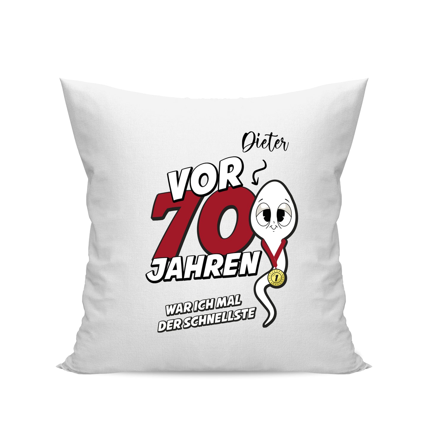 Vor 70 Jahren war ich mal der schnellste - mit Namen - Geburtstag Kissen Weiß - Fulima
