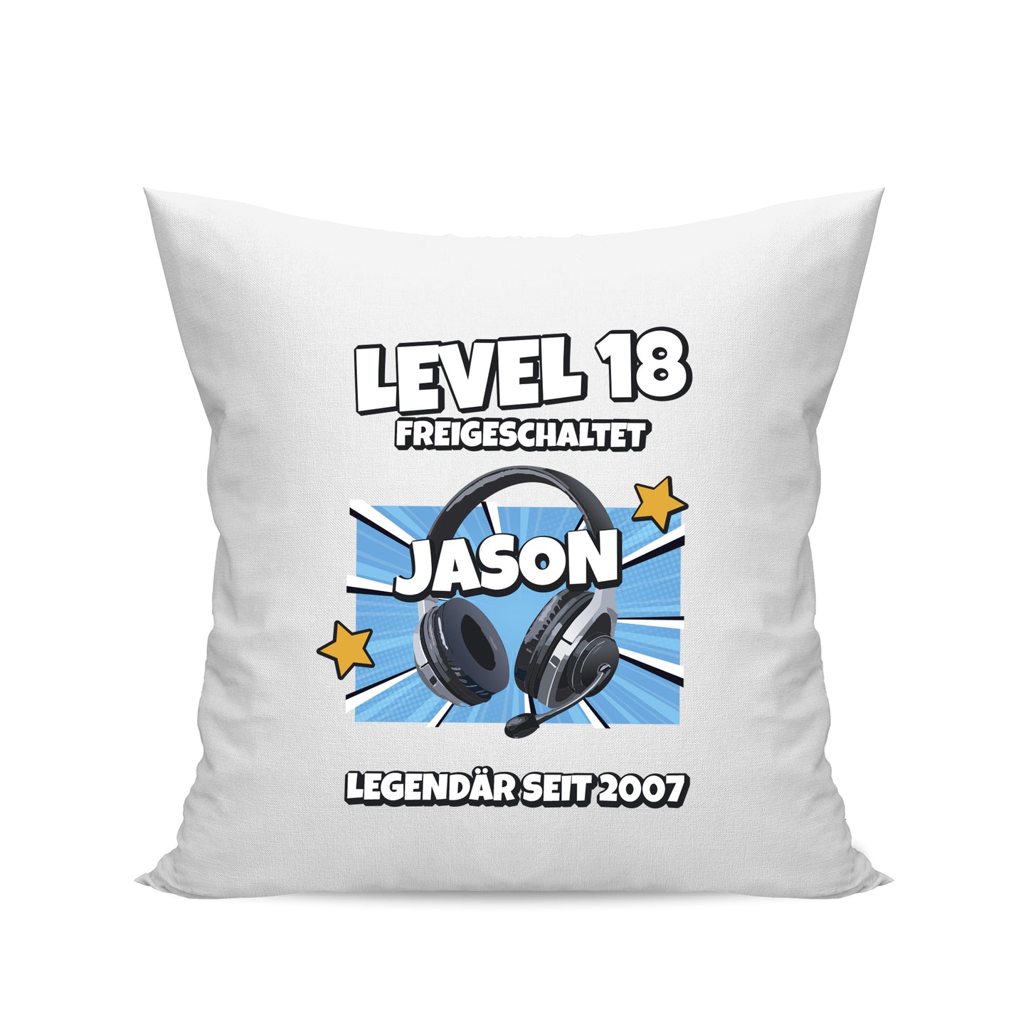 Level 18 freigeschaltet - Legendär - mit Namen - Geburtstag Kissen Weiß - Fulima