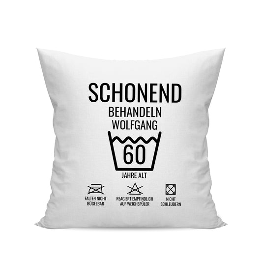 Schonend behandeln – 60 Jahre alt - Namen - Geburtstag Kissen Weiß - FULiMA®