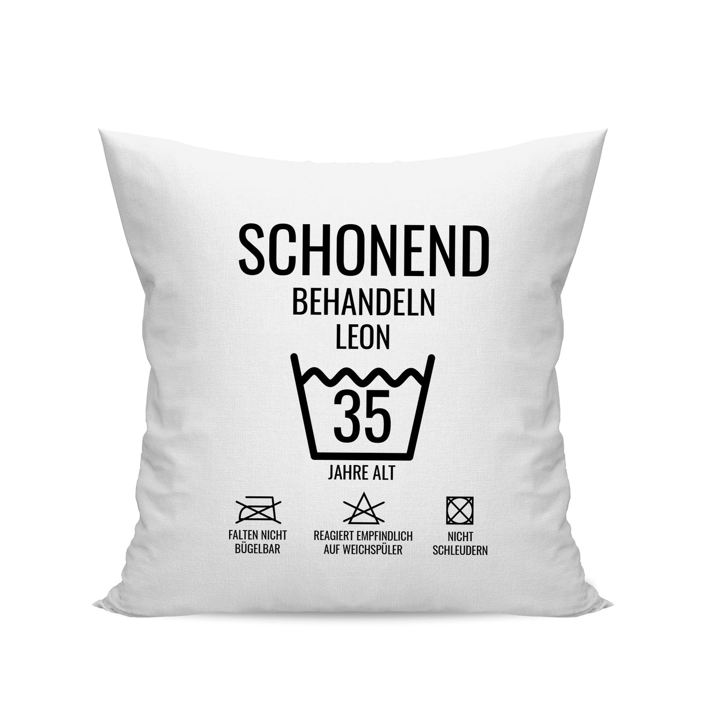 Schonend behandeln – 35 Jahre alt - Namen - Geburtstag Kissen Weiß - FULiMA®