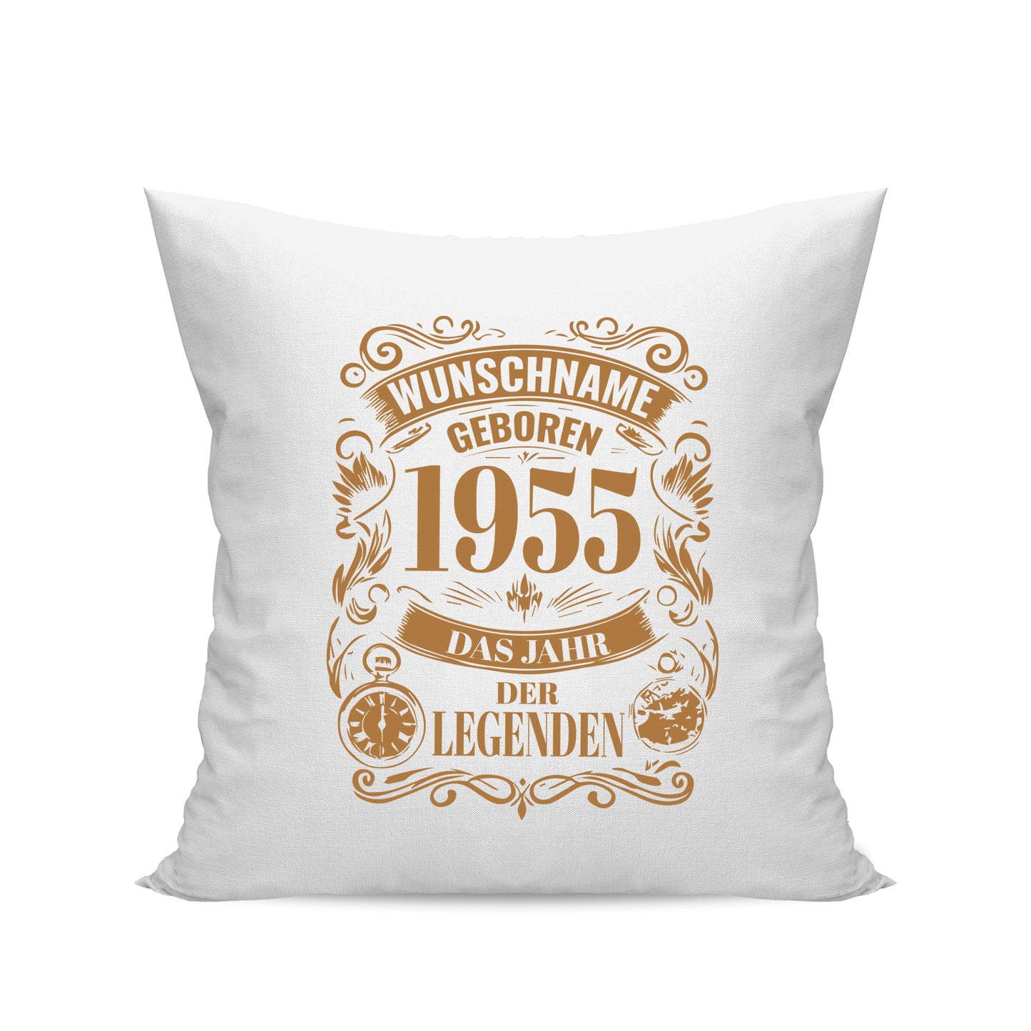 Geboren 1955 das Jahr der Legenden - personalisiert mit Namen - Kissen Weiß - Fulima