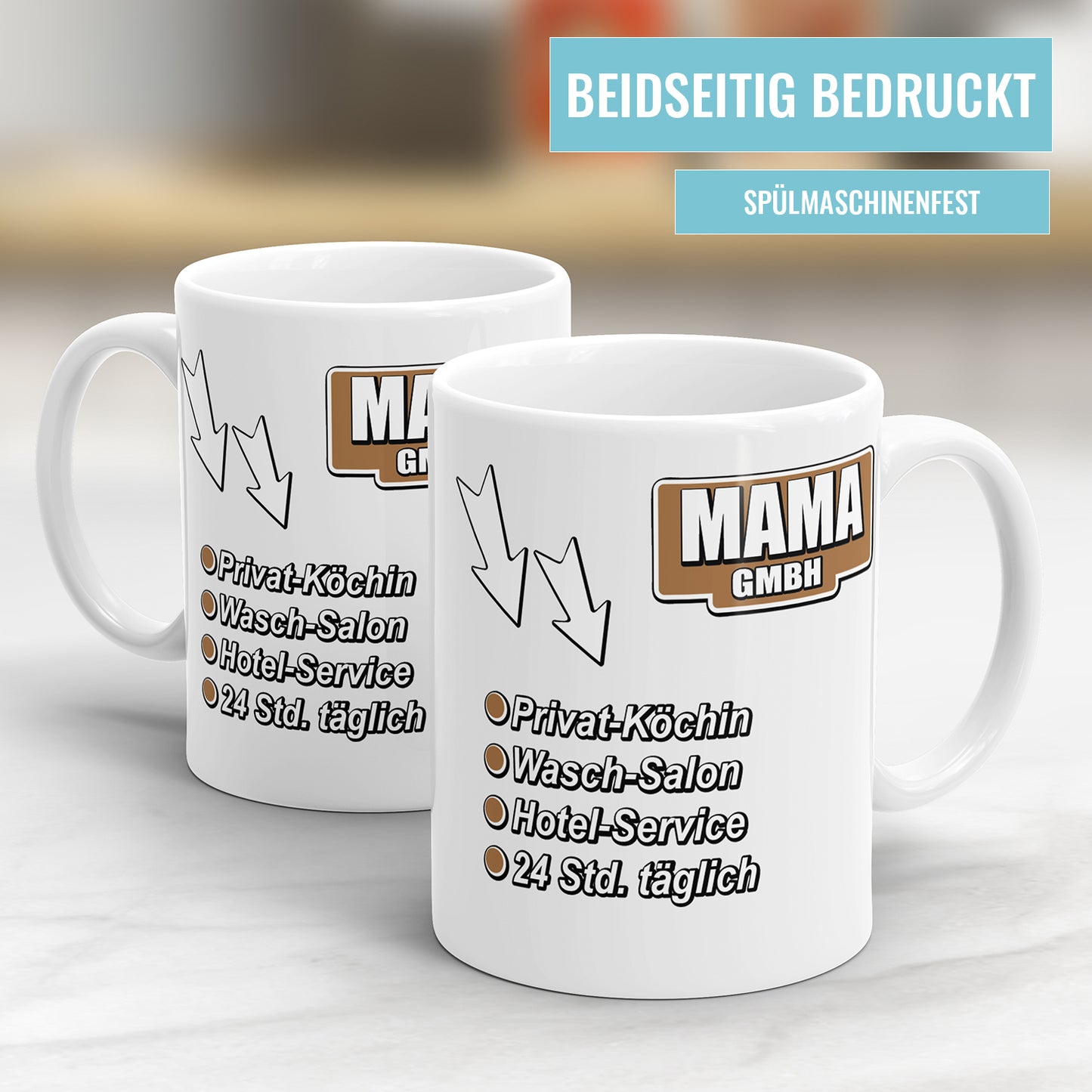 Mama GmbH Tasse – Privatköchin, Waschsalon, Hotelservice – Beste Mama Geschenk - Fulima