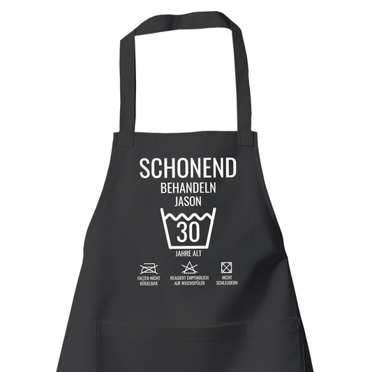 Schonend behandeln – 30 Jahre alt - Namen - Geburtstag Schürze Schwarz - Fulima