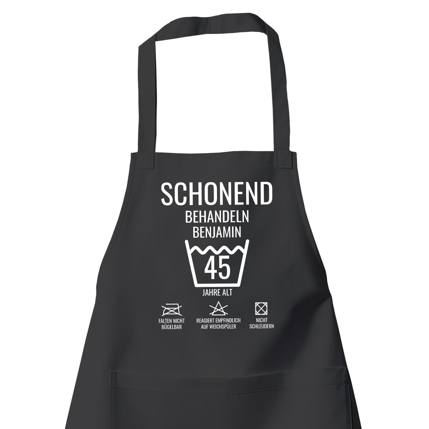 Schonend behandeln – 45 Jahre alt - Namen - Geburtstag Schürze Schwarz - Fulima