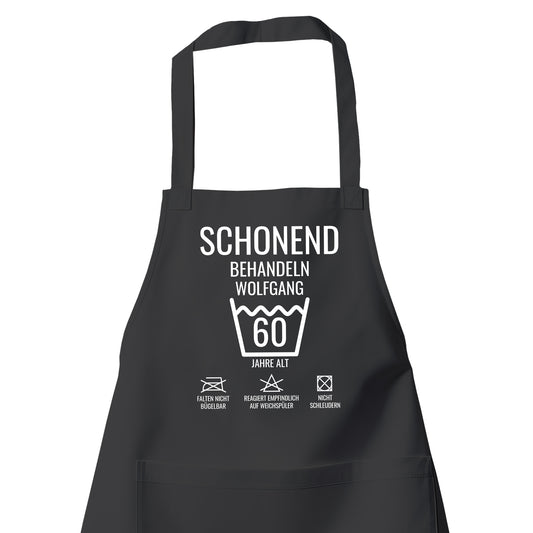 Schonend behandeln – 60 Jahre alt - Namen - Geburtstag Schürze Schwarz - Fulima