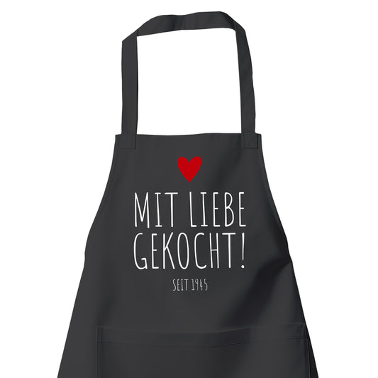 Mit Liebe gekocht seit 1945 - Grill- und Kochschürze Schwarz - Fulima
