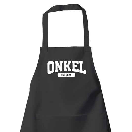 Onkel Schürze - Onkel est. Wunschjahr - Collage Design - Geschenk Schwarz - Fulima