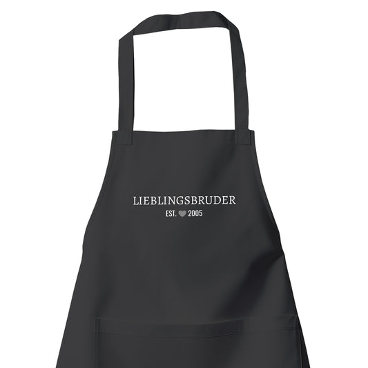 Bruder Schürze - Lieblingsbruder est. Wunschjahr Minimal - Geschenk Schwarz - Fulima