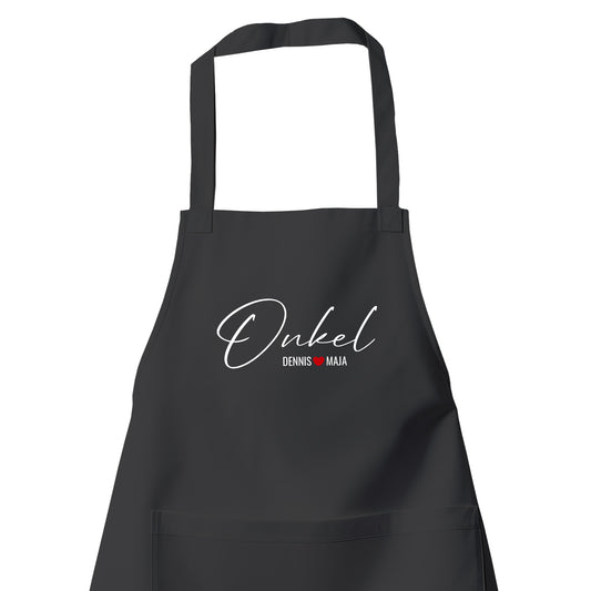Onkel Schürze - Minimalistisch Onkel Schriftzug mit Namen der Kinder Schwarz - Fulima