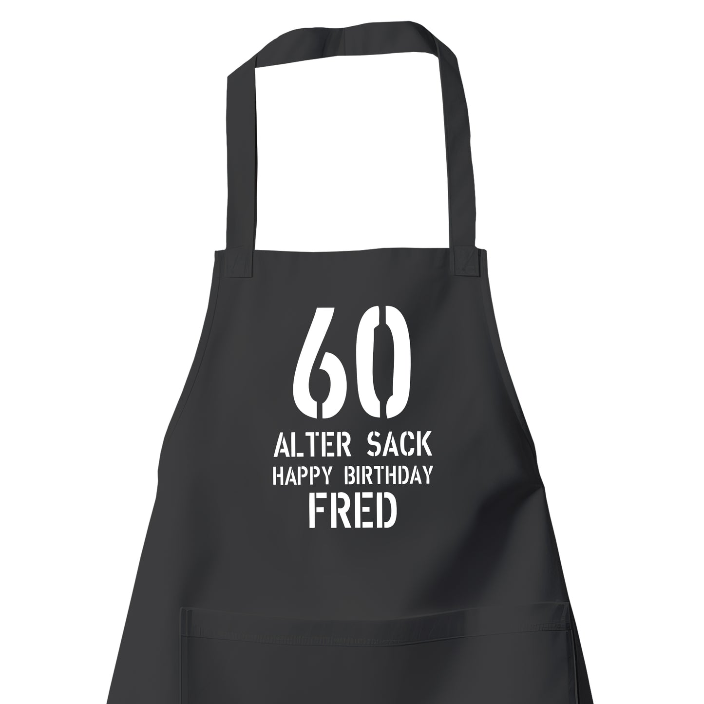 60 Alter Sack Happy Birthday mit Namen - Geburtstag Schürze Schwarz - Fulima