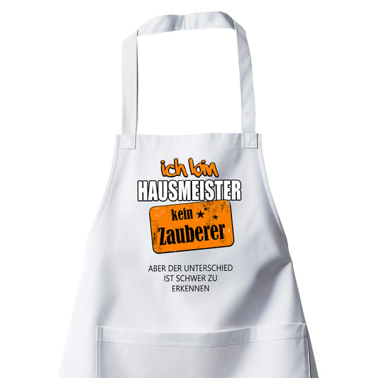 Ich bin Hausmeister kein Zauberer - Schürze Weiß - Fulima