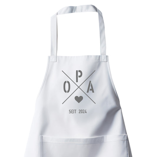 Opa Schürze - Opa seit Ihr WUNSCHJAHR personalsierbar Geschenk Weiß - Fulima