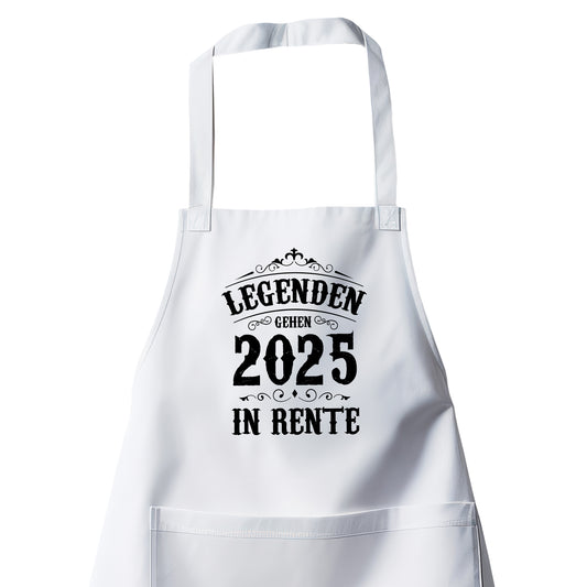 Rentner Grill- Kochschürze - Legenden gehen 2025 in Rente - Rente Geschenk Weiß - Fulima
