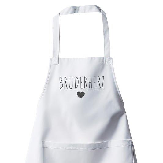 Bruder Schürze - Bruderherz Schriftzug - Geschenk Weiß - Fulima