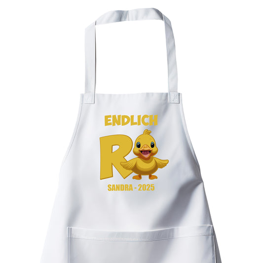 Rentner Grill- Kochschürze - Endlich Rente Ente - Süße Comic Ente - Rente Geschenk Weiß - Fulima