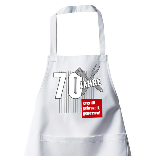 70 Jahre gegrillt gebruzelt genossen - Grillschürze Weiß - Fulima