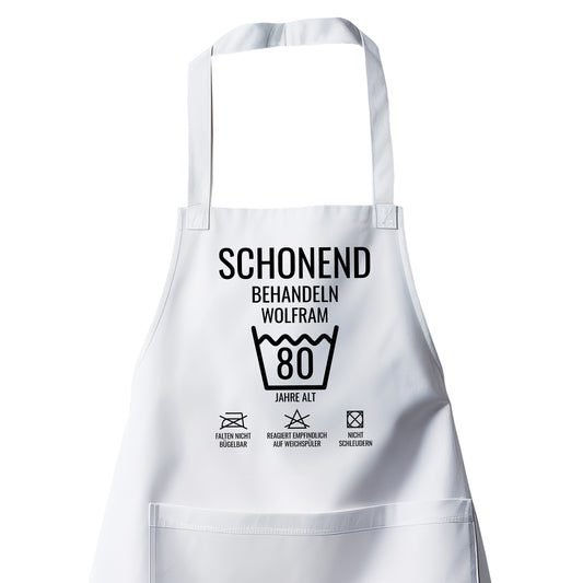 Schonend behandeln – 80 Jahre alt - Namen - Geburtstag Schürze Weiß - Fulima
