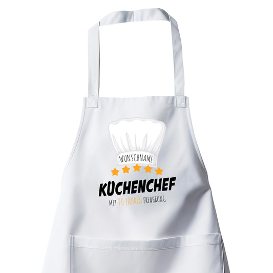 Küchenchef mit 70 Jahren Erfahrung - Grill- und Kochschürze Weiß - Fulima