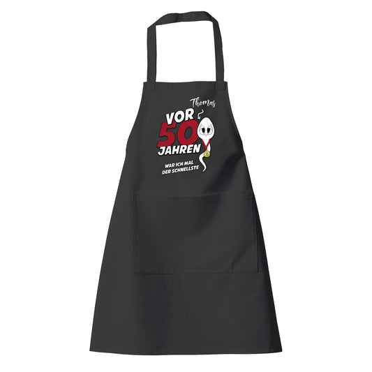 Vor 50 Jahren war ich mal der schnellste - mit Namen - Geburtstag Schürze - Fulima