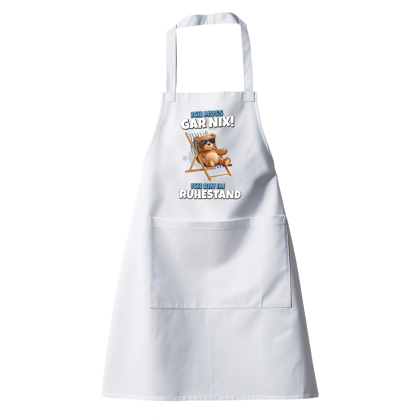 Rentner Grill- Kochschürze - Ich muss gar nix - Teddy im Liegestuhl - Fulima