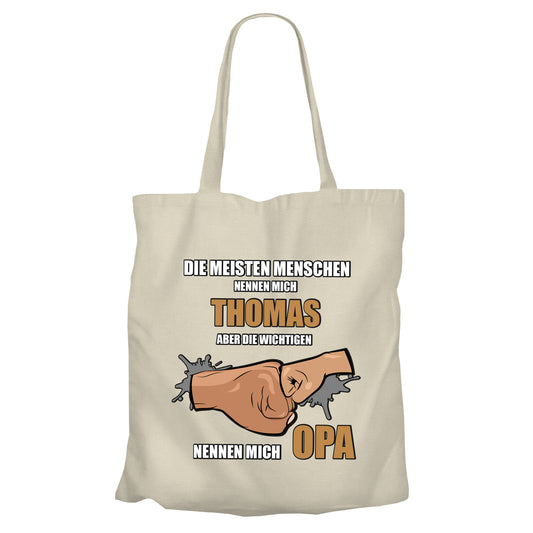 Opa Einkaufstasche - Die meisten nennen mich NAME die wichtigen Opa - mit Namen Beige - FULiMA®