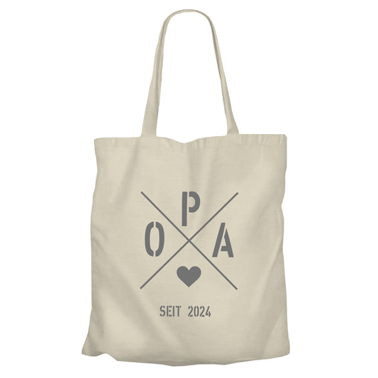 Opa Einkaufstasche - Opa seit Ihr WUNSCHJAHR personalsierbar Geschenk Beige - FULiMA®