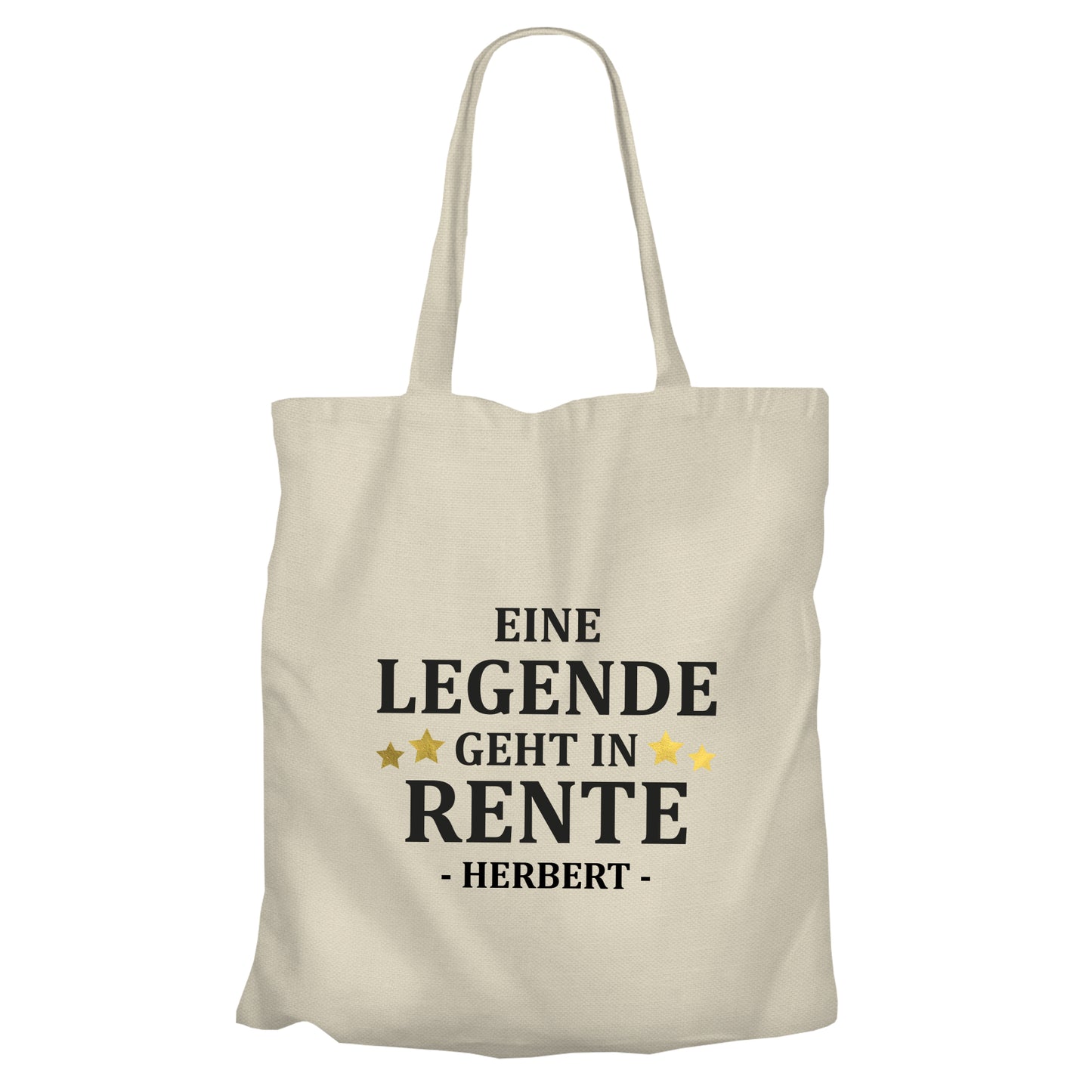Jutebeutel Renter - Eine Legende geht in Rente - Goldene Sterne mit Namen - Geschenk zur Rente Beige - Fulima