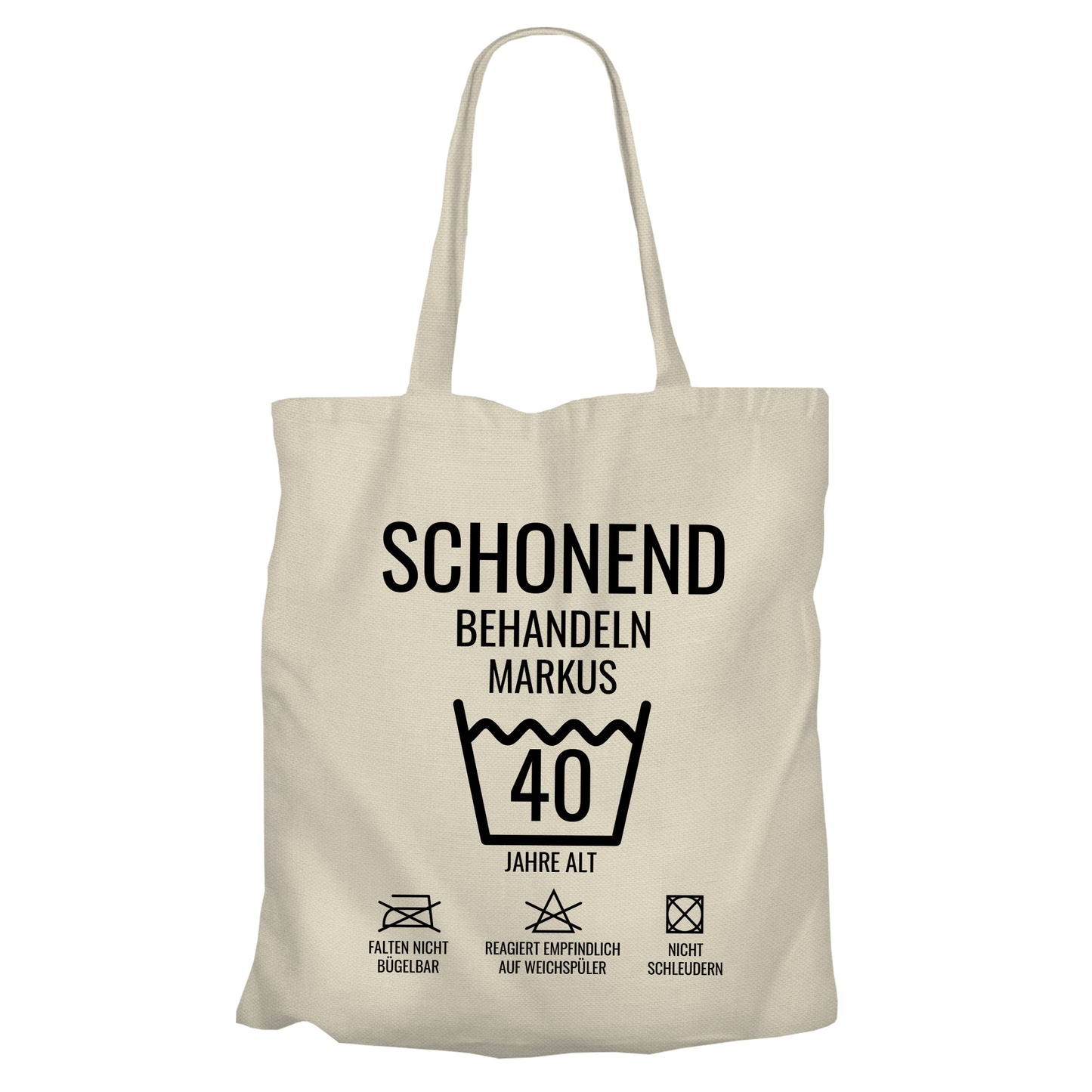 Schonend behandeln – 40 Jahre alt - Namen - Geburtstag Einkaufstasche Beige - Fulima