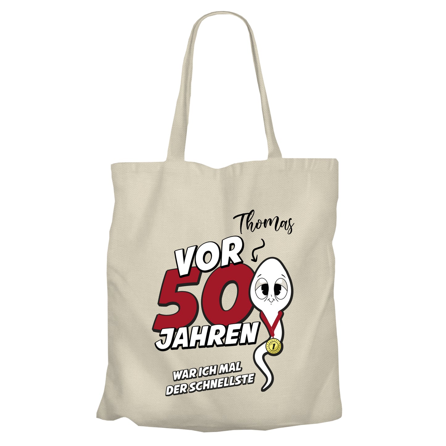 Vor 50 Jahren war ich mal der schnellste - mit Namen - Einkaufstasche Beige - FULiMA®