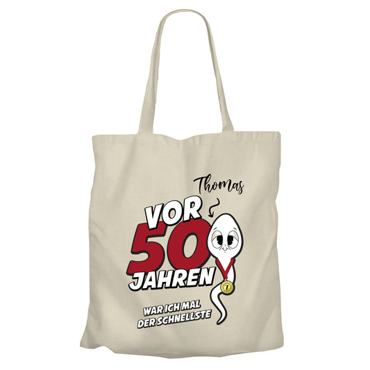Vor 50 Jahren war ich mal der schnellste - mit Namen - Einkaufstasche Beige - FULiMA®