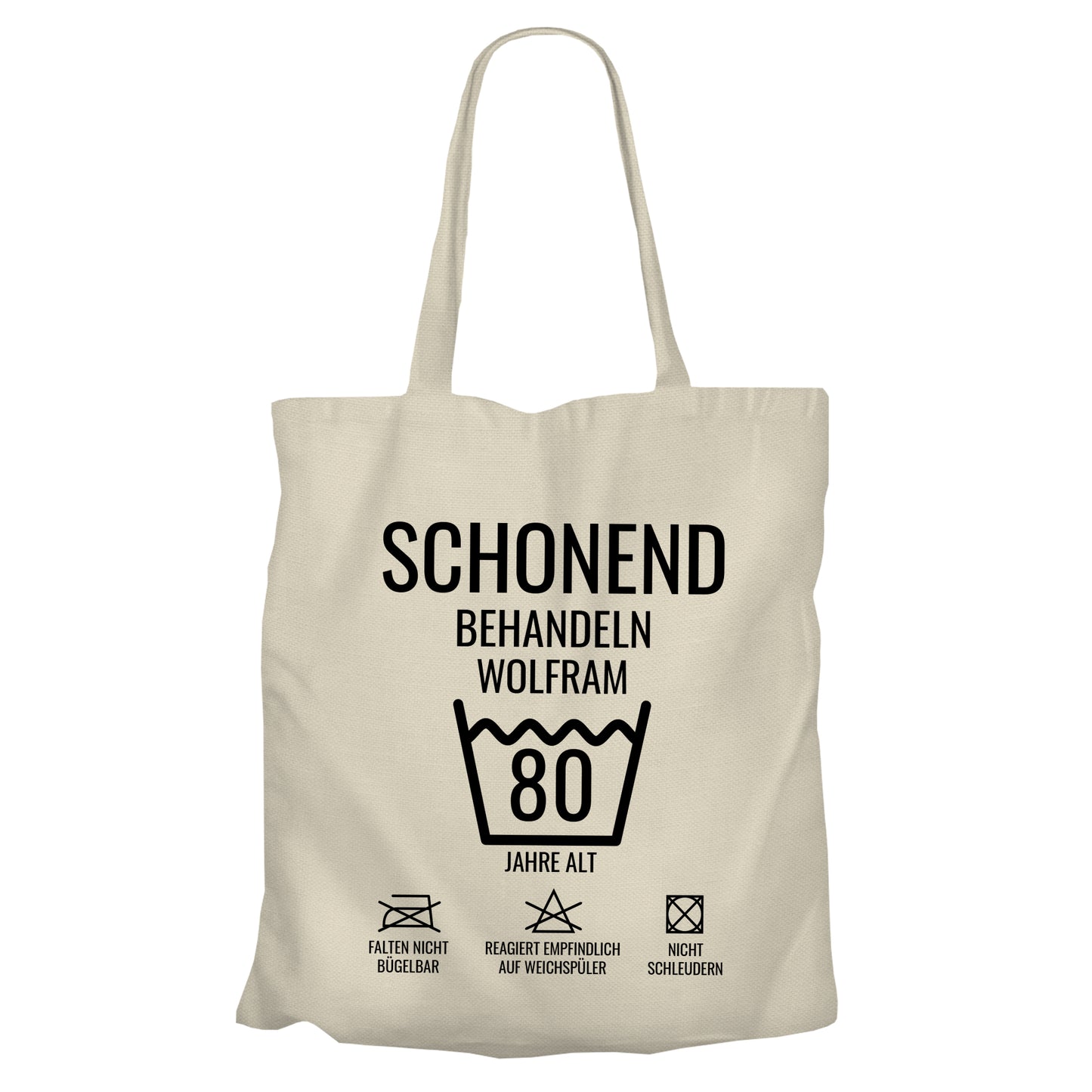 Schonend behandeln – 80 Jahre alt - Namen - Geburtstag Einkaufstasche Beige - Fulima