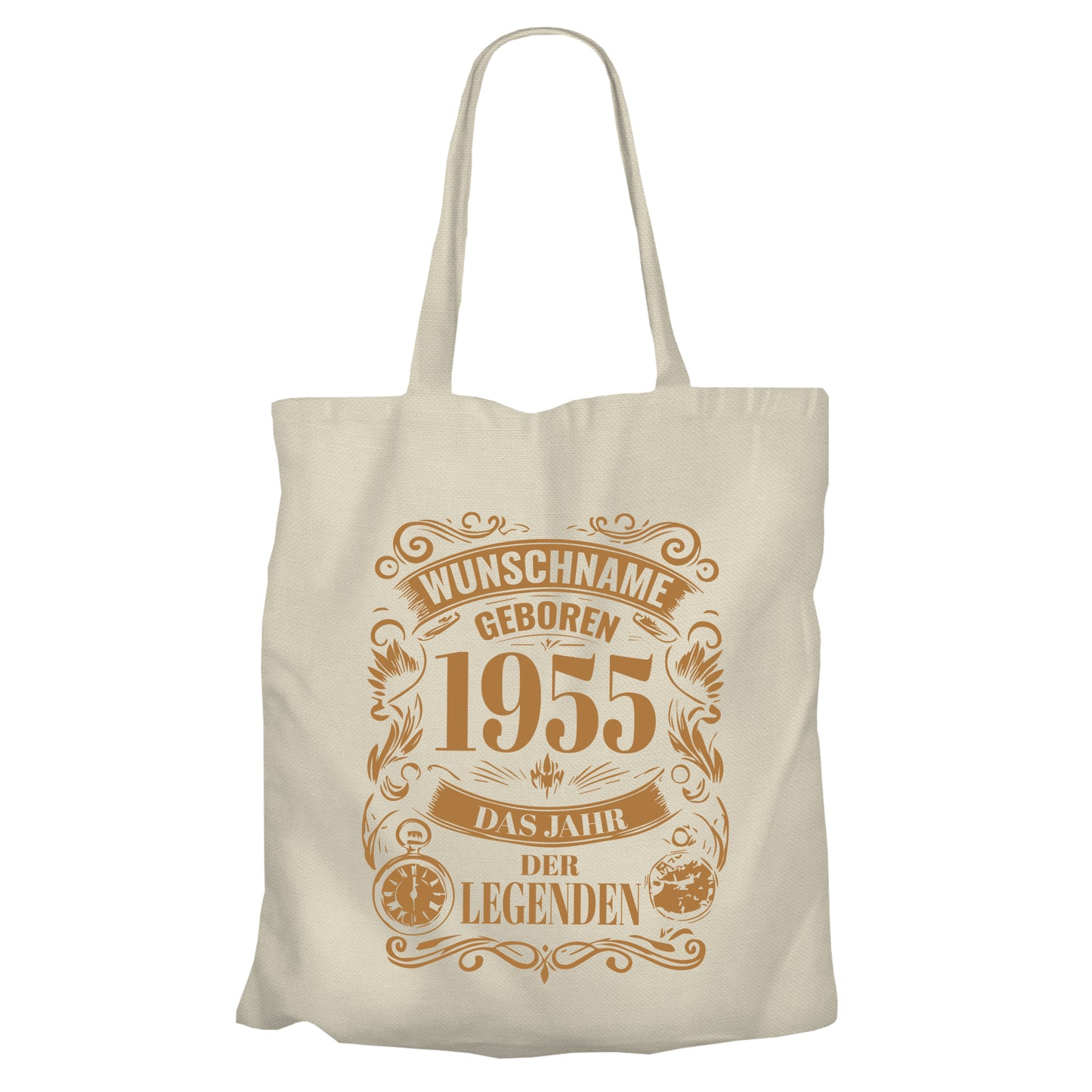 Geboren 1955 das Jahr der Legenden - personalisiert mit Namen - Einkaufstasche Beige - FULiMA®