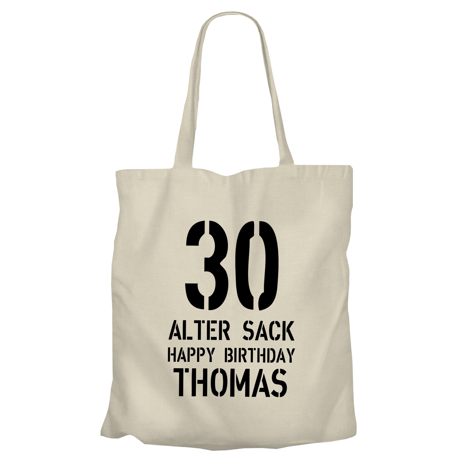 Einkaufstasche - 30 Geburtstag Alter Sack Happy Birthday mit Namen Beige - FULiMA®