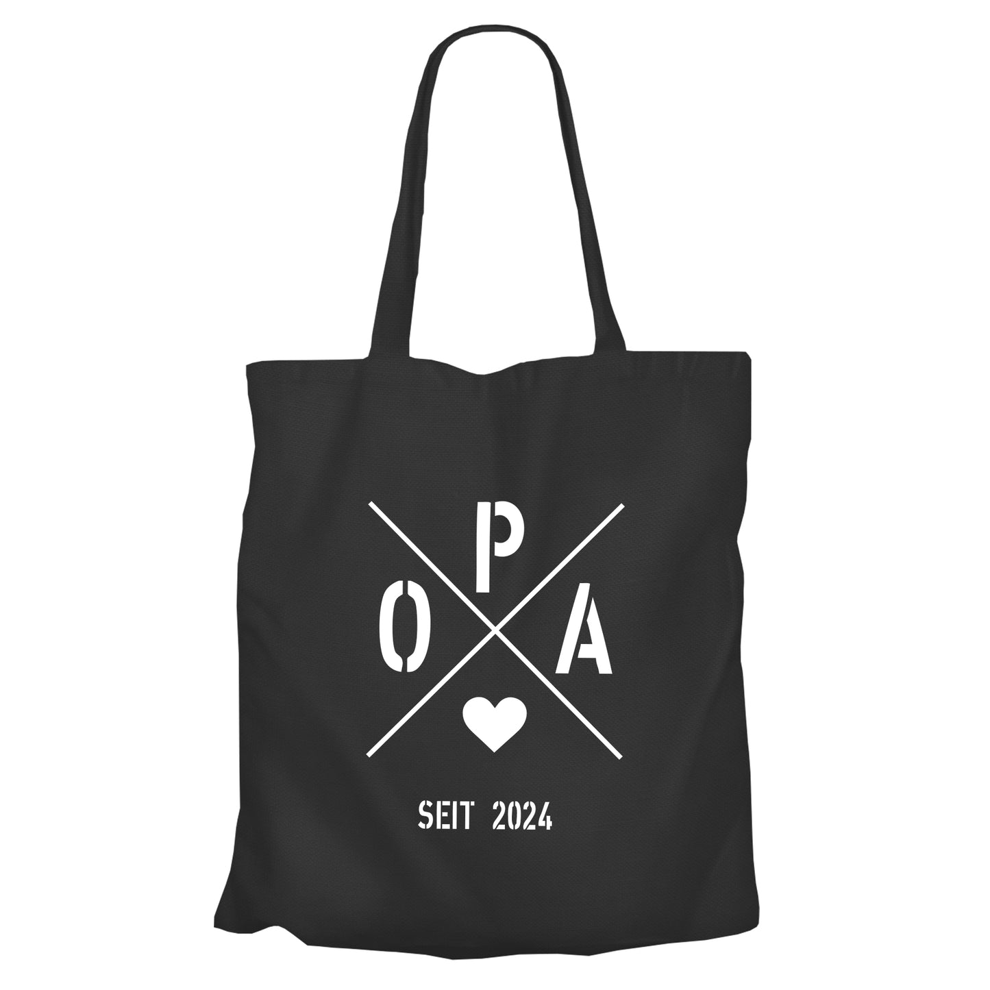 Opa Einkaufstasche - Opa seit Ihr WUNSCHJAHR personalsierbar Geschenk Schwarz - FULiMA®