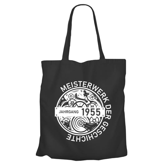 Jahrgang 1955 Meisterwerk der Geschichte - Geburtstag - Einkaufstasche Schwarz - FULiMA®