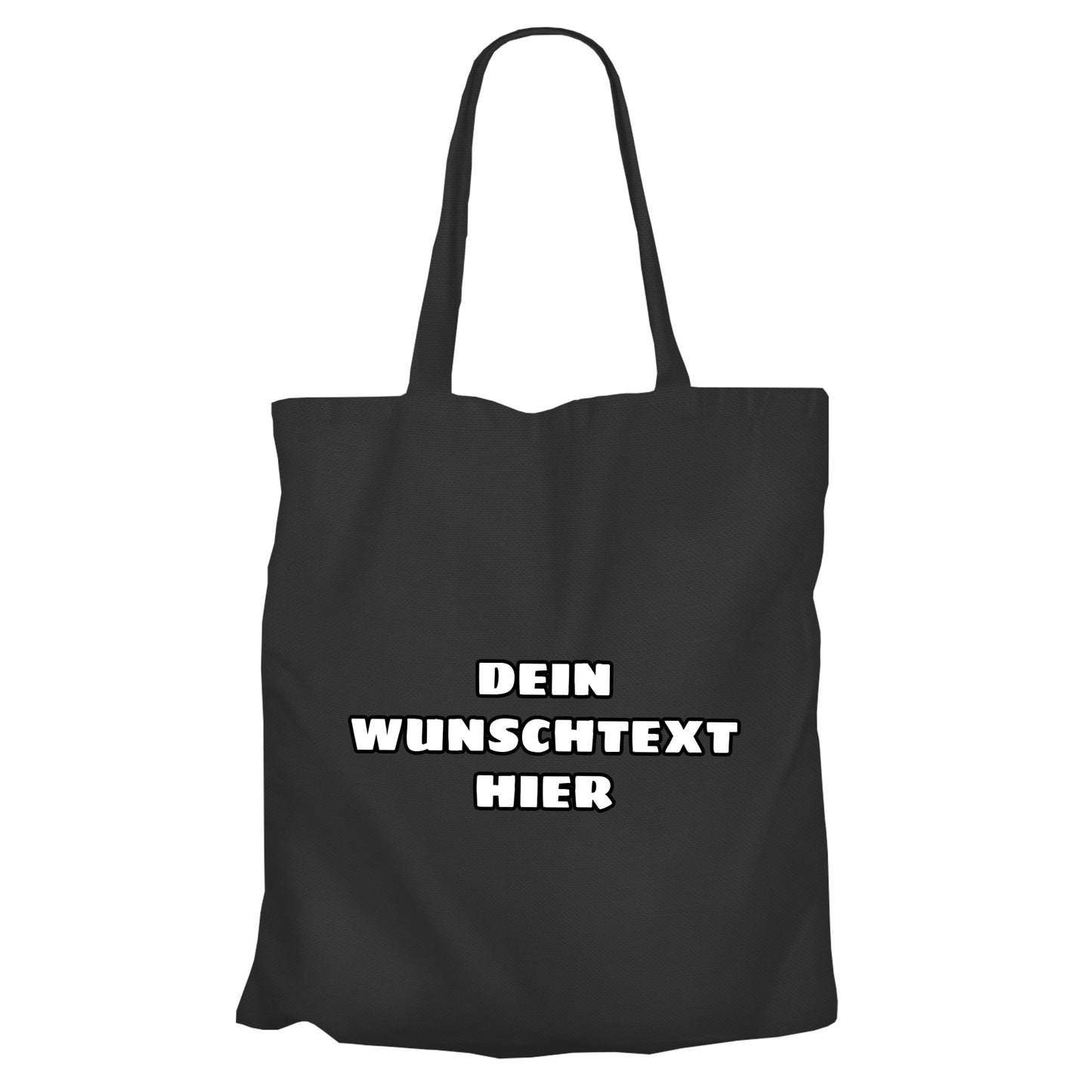 Personalisierte Einkaufstasche mit Wunschtext – Wähle Schriftart & Farbe! Schwarz - FULiMA®