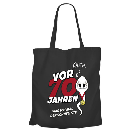 Vor 70 Jahren war ich mal der schnellste - mit Namen - Einkaufstasche Schwarz - FULiMA®