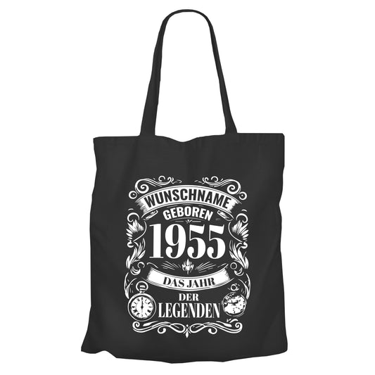Geboren 1955 das Jahr der Legenden - personalisiert mit Namen - Einkaufstasche Schwarz - FULiMA®