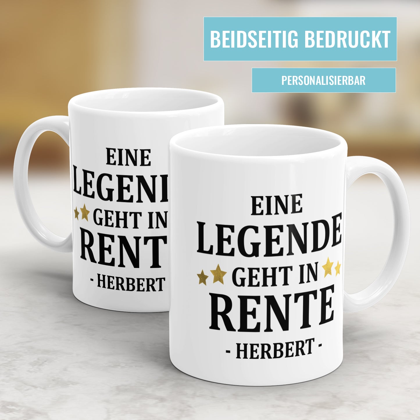 Eine Legende geht in Rente - Goldene Sterne mit Namen - Ruhestand Tasse - Fulima