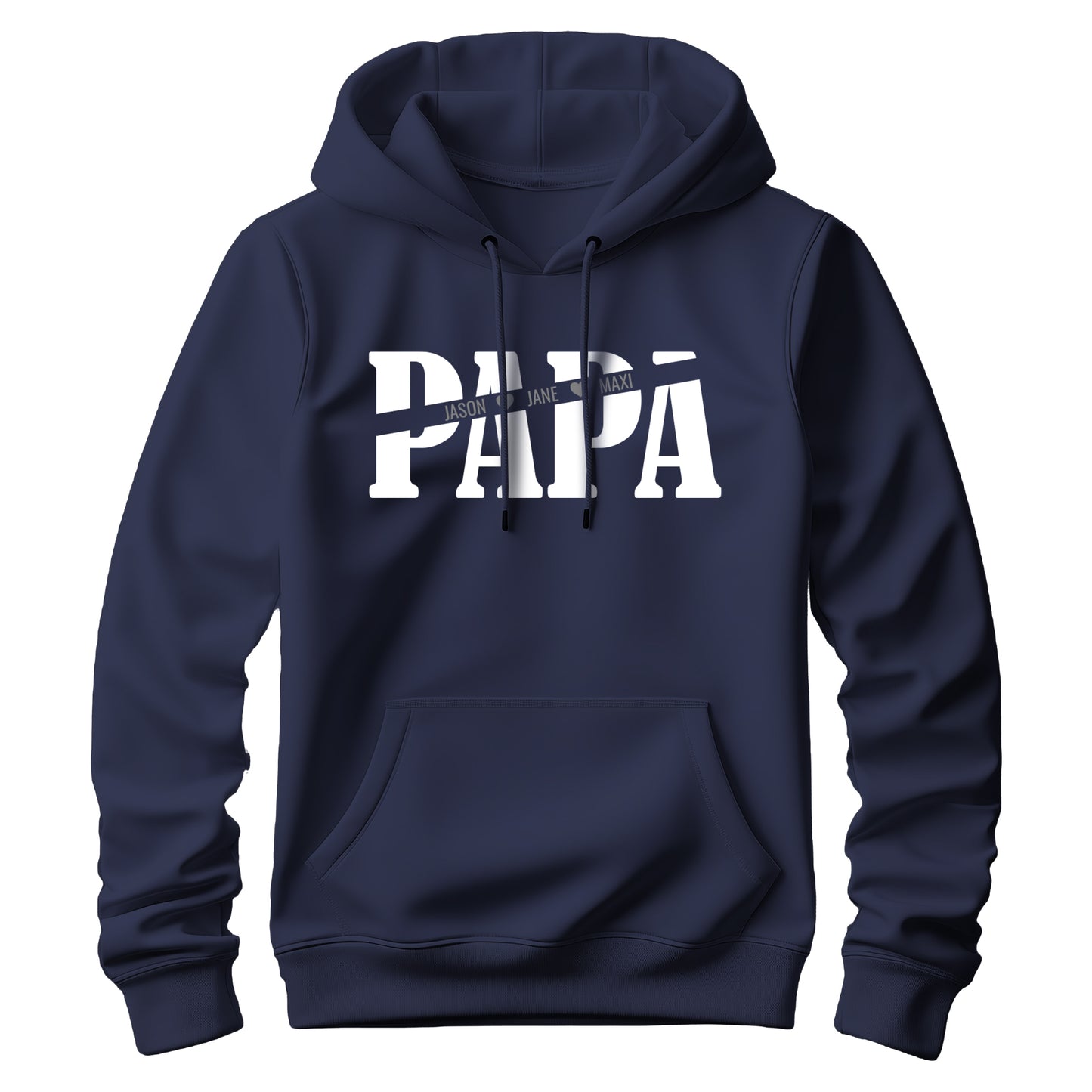 Papa Hoodie - Papa mit Namen der Kinder und Herzchen - Geschenkidee Navy - FULiMA®