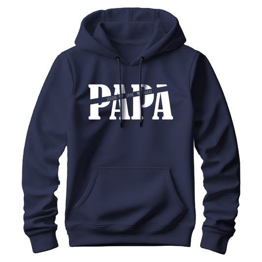 Papa Hoodie - Papa mit Namen der Kinder und Herzchen - Geschenkidee Navy - FULiMA®