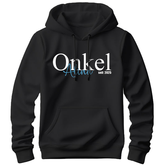 Onkel Hoodie - Onkel Schriftzug mit Namen vom Kind - Geschenk Schwarz - FULiMA®