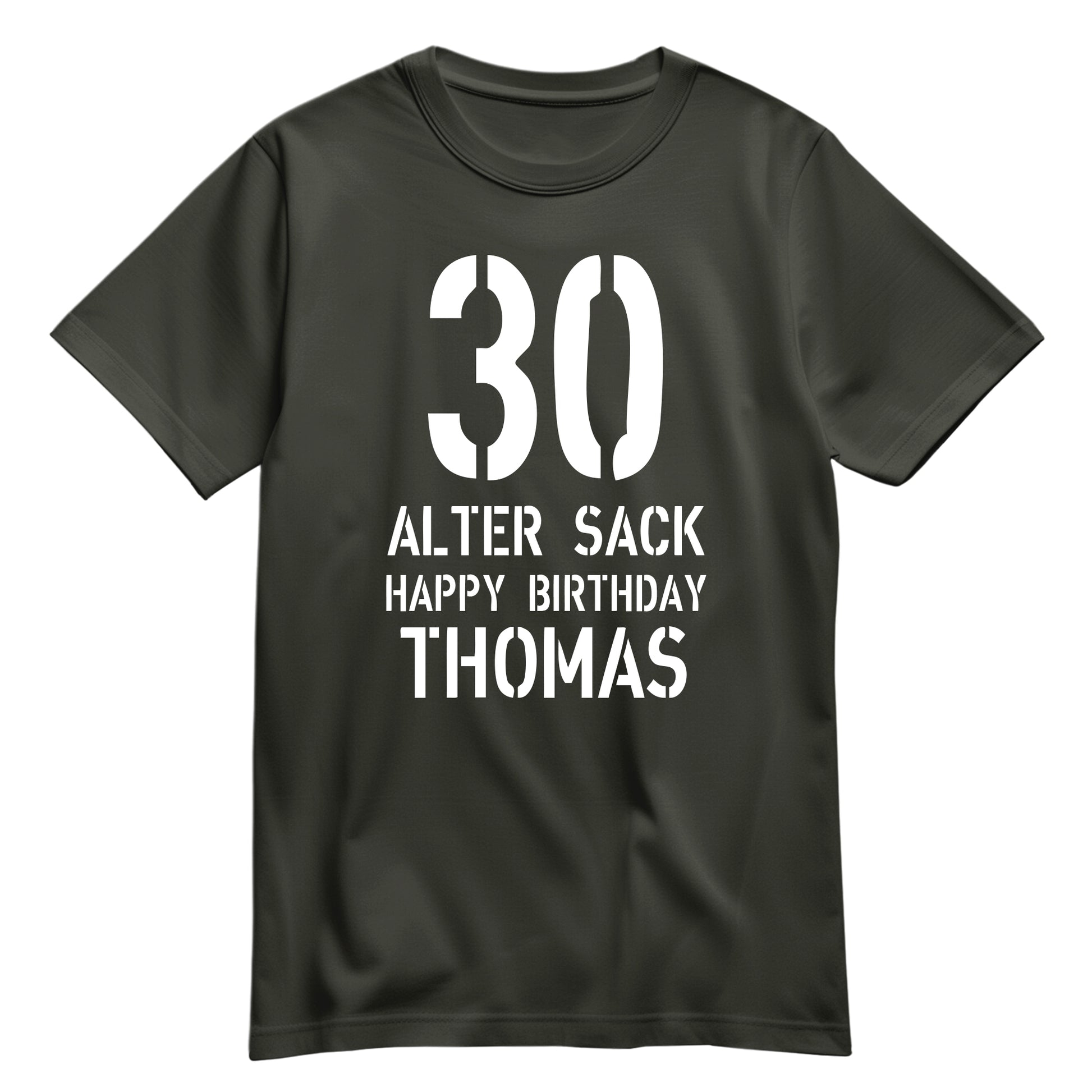 Geburtstag Shirt - 30 Alter Sack Happy Birthday mit Namen Khaki - FULiMA®