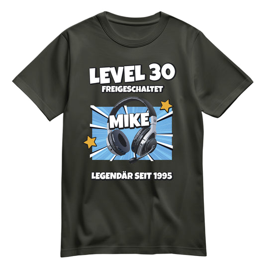 Geburtstagsshirt - Level 30 freigeschaltet - Legendär - mit Namen Khaki - FULiMA®