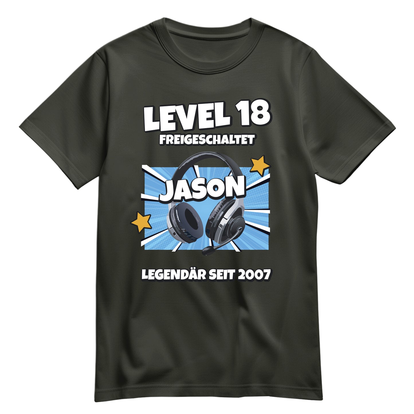 Geburtstagsshirt - Level 18 freigeschaltet - Legendär - mit Namen Khaki - FULiMA®