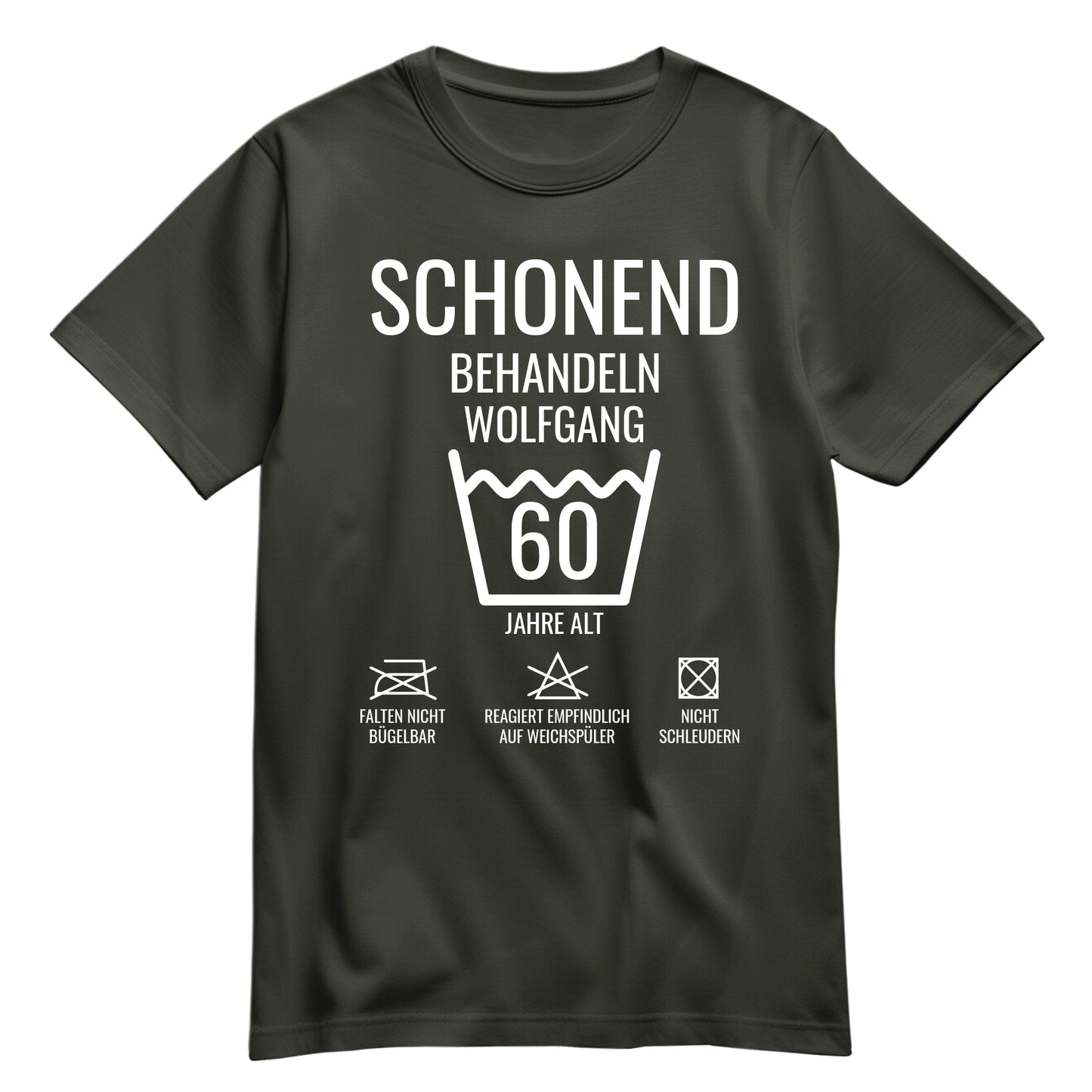 Schonend behandeln – 60 Jahre alt - Geburtstagshirt mit Namen Khaki - FULiMA®