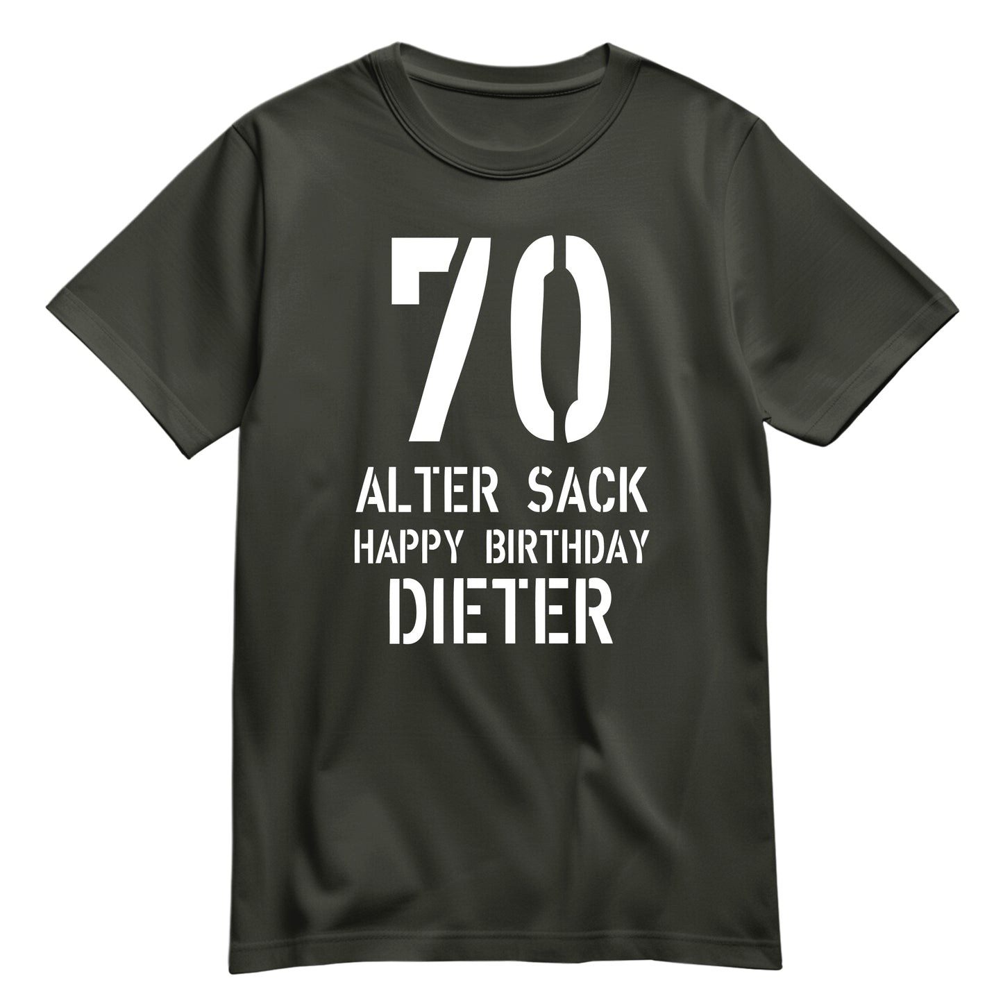 Geburtstag Shirt - 70 Alter Sack Happy Birthday mit Namen Khaki - FULiMA®