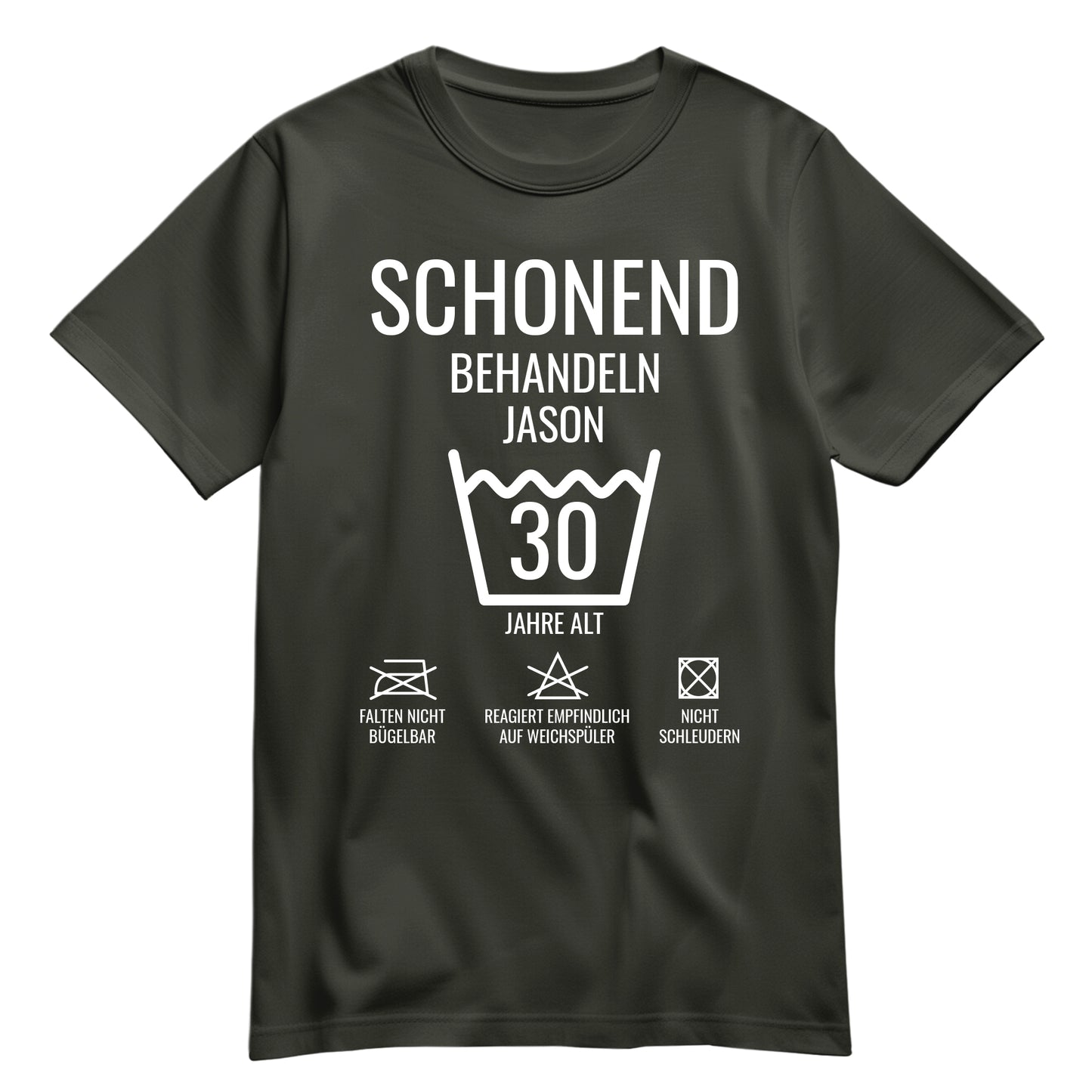 Schonend behandeln – 30 Jahre alt - Geburtstagshirt mit Namen Khaki - FULiMA®